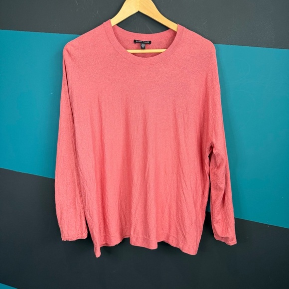 Eileen Fisher Coral Long Sleeve Top size Large Organic linen cotton Large - Picture 2 of 7